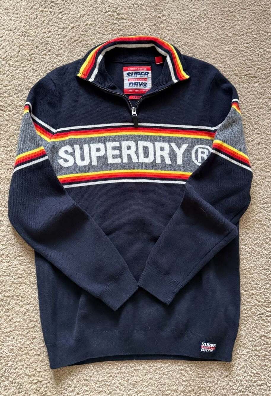 Superdry Men's Tri-Colour Half-Zip Henley Jumper